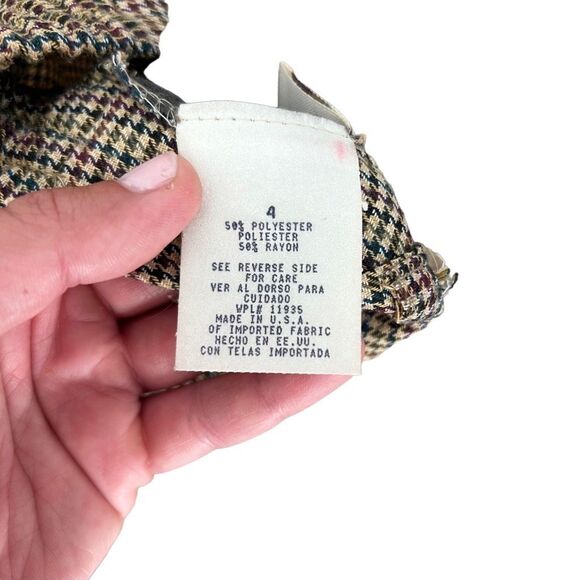 Worthington Beige Houndstooth Dress Pants Trouser Size 4 High Rise Stretch USA - Picture 7 of 9